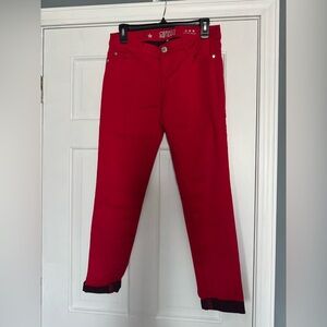 Red Low Rise Skinny Jeans